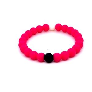 Lokai Hot Pink Beaded Bracelet with Black Heart‎ (Red Description)